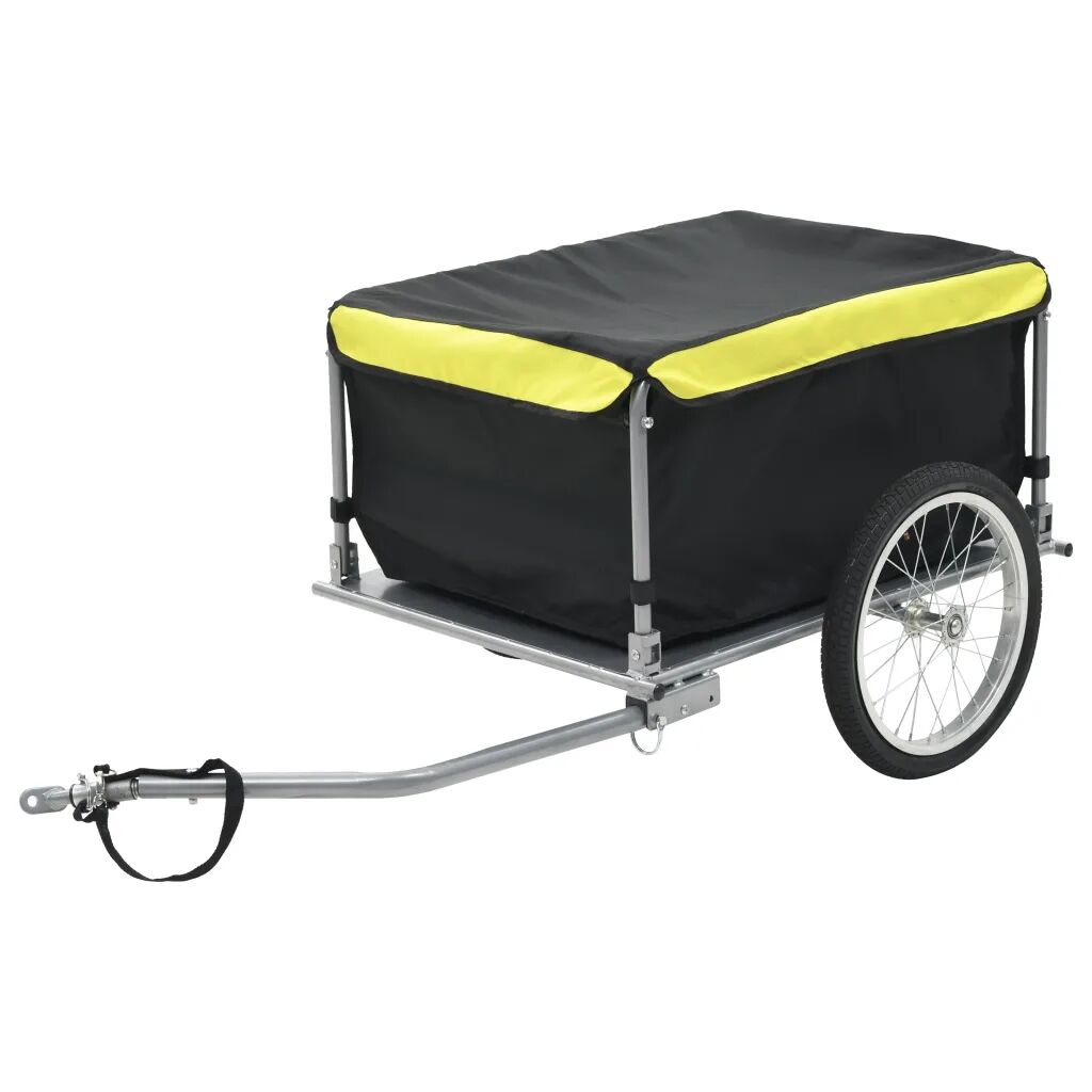 vidaXL Reboque de carga para bicicleta preto e amarelo 65 kg