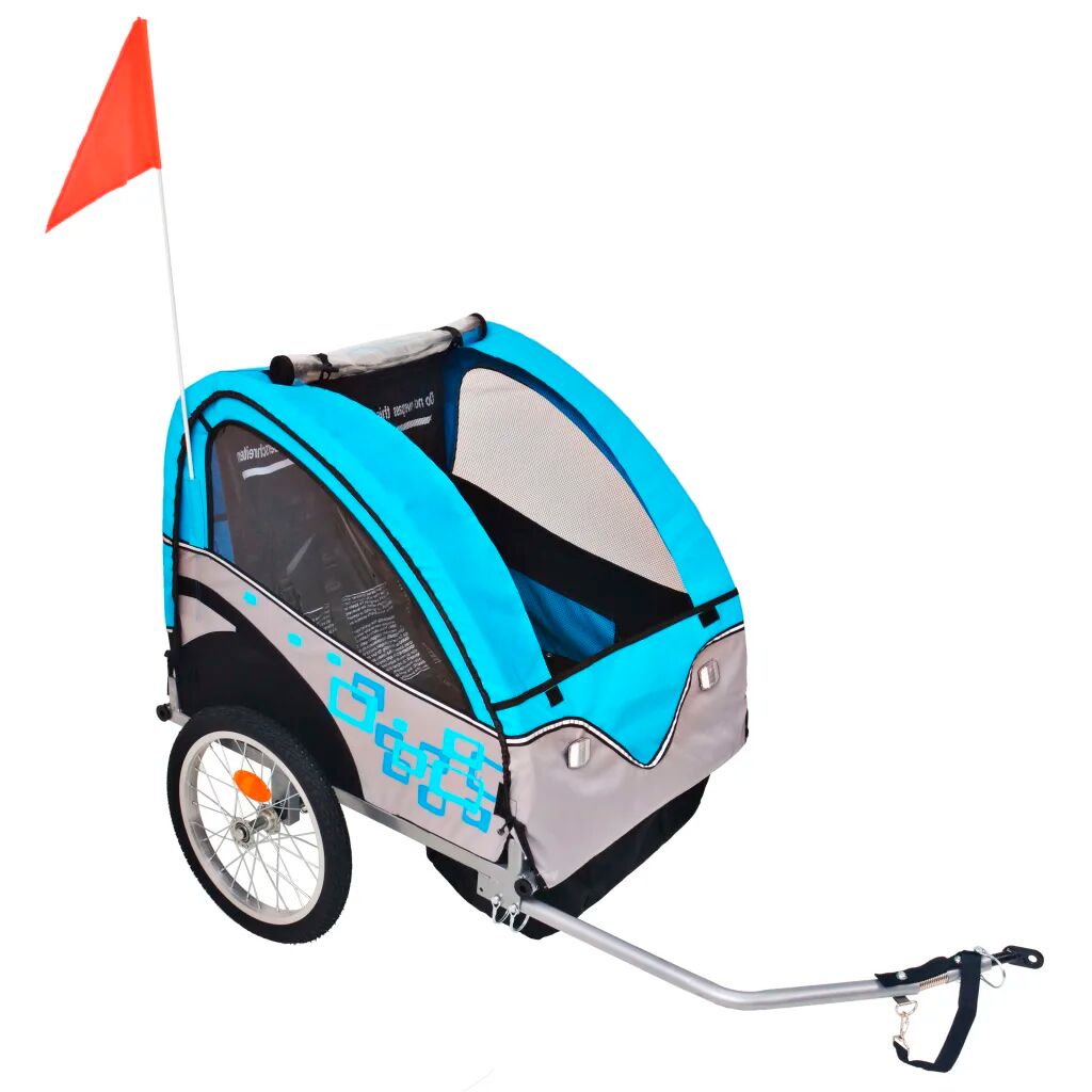 vidaXL Remorcă de bicicletă pentru copii, gri și albastru, 30 kg