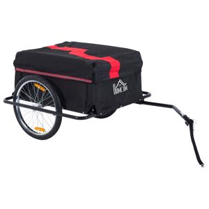 HOMCOM Bike Cargo Trailer W/Removable Cover-Red/Black
