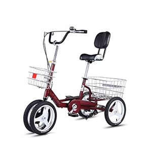 HMFMWYFI Tricycle for Adults, Adult Tricycle High Carbon Steel Frame Adult Bicycle With Shopping Basket For Recreation Shopping Picnics Exercise Men's Women's (Red 12in)