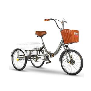 Generic Tricycle for Adults, Adult Tricycle 20In Single Speed Bicycle With Large Basket For Recreation Shopping Picnics Exercise Multiple Colors