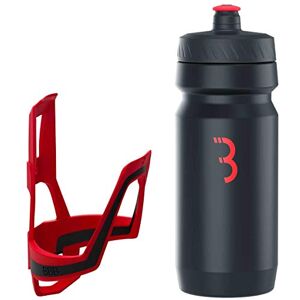 BBB Cycling DualCage And CompTank I Bike Bottle Cage And Bottle Set I Easy Acces Bike Bottle Holder I BPA-free Water Bottle I Universal Fit 550ml I BBC-39C, Red Black/Black Red