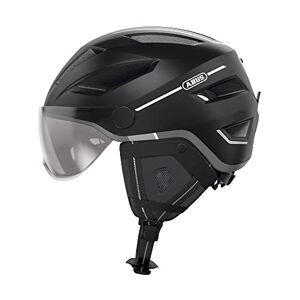ABUS Pedelec 2.0 ACE City Helmet - High Quality E-Bike Helmet with Tail Light and Visor for City Traffic - for Women and Men - Velvet Black, Size M