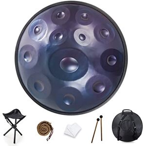 ORJDWJ 440 Hz Handpan Drum Instrument in D-minor, 9 Notes 22 Inch Steel Drum Instrument with Handpan Stand, Handpan Bag, 2 Handpan Hammers, Dust Cloth