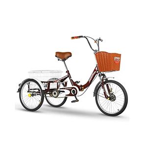 HMFMWYFI Tricycle for Adults, Adult Tricycle 20In Single Speed Bicycle With Large Basket For Recreation Shopping Picnics Exercise Multiple Colors (Red)