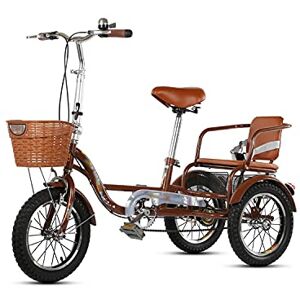 Generic Tricycle for Adults, 14in Adult Tricycle Single Speed Bicycle With Rear Seat & Shopping Basket Adult Bicycle For Seniors Women Men