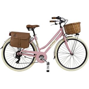 Veneto by Canellini Bike City Bike CTB Citybike Vintage Bycicle Aluminium Retro Woman Lady with Basket bags and bell ring via veneto (46, Pink)