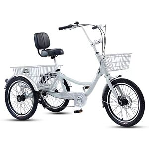 FAXIOAWA Adult Tricycle,Adult Tricycle with Front & Rear Wheeled Baskets, 20 Inch Variable Speed 3 Wheel Bikes, for Seniors, Women, Men.