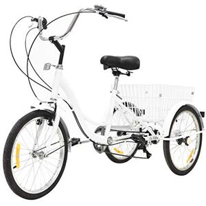 Hmfmwyfi Adult Road Racing Bike Mountain Bikes Adult Tricycle with Steel Frame Folding Tricycle with Large Bike Basket Folding Trike Adult Trike Bike for Women Men Errands Exercise Mobility Fun (White )