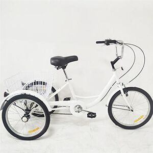 Generic Tricycle for Adults, 20in Adult Tricycle 3Wheel+Shopping Basket Cruiser Bike Single Speed Bicycle For Seniors Women Men