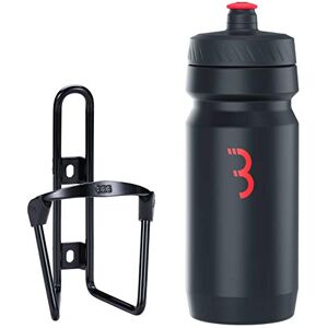 BBB Cycling FuelTank And CompTank Bike Water Bottle Holder With BPA-Free Bike Water Bottle Bike Bottle Cage And Bottle Set Universal Fit 550ml BBC-03C, Black / Black Red