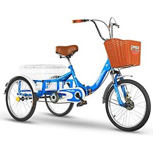 HMFMWYFI Tricycle for Adults, Adult Tricycle 20In Single Speed Bicycle With Large Basket For Recreation Shopping Picnics Exercise Multiple Colors (Blue)