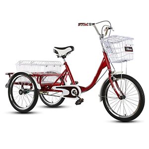 HMFMWYFI Adult Tricycle Cruiser Bike with Large Basket & Seat Backrest Basket Adjustable Seat 3 Wheel Bikes for Recreation Shopping Cycling Pedalling (Silver)