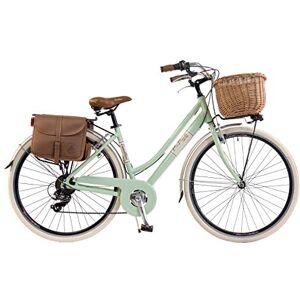 Veneto by Canellini Bike City Bike CTB Citybike Vintage Bycicle Aluminium Retro Woman Lady with Basket bags and bell ring via veneto (46, Light Green)