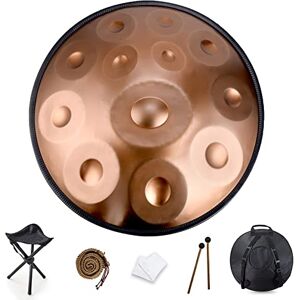 ORJDWJ 440 Hz Handpan Drum Instrument in D-minor, 9 Notes 22 Inch Steel Drum Instrument with Handpan Stand, Handpan Bag, 2 Handpan Hammers, Dust Cloth