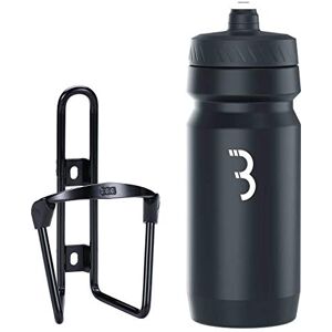 BBB Cycling FuelTank And CompTank Bike Bottle Holder With BPA-free Bike Water Bottle I Bike Bottle Cage And Bottle Set I Universal Fit 550ml I BBC-03C, Black / Black White