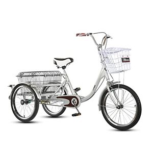 HMFMWYFI Tricycle for Adults, 20in Adult Tricycle High Carbon Steel Frame Adult Bicycle With Shopping Basket For Recreation Shopping Picnics Exercise Load 160KG (Red)