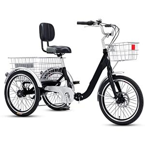 OLLWBYDM Adult Tricycle,Adult Tricycle with Front & Rear Wheeled Baskets, 20 Inch Variable Speed 3 Wheel Bikes, for Seniors, Women, Men.