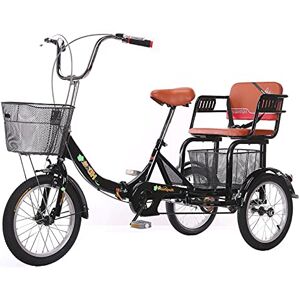 FAXIOAWA Adult Tricycle 16 Inch Foldable Cargo Basket 3-Wheel Trike Bike Bicycle with Back Seat for Recreation Shopping Men's Women's Bike Picnic Cycling Pedalling