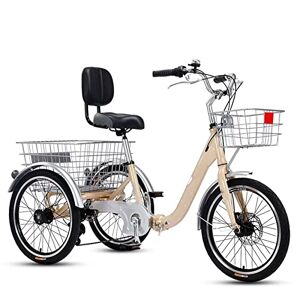 FAXIOAWA Adult Tricycle,Adult Tricycle with Front & Rear Wheeled Baskets, 20 Inch Variable Speed 3 Wheel Bikes, for Seniors, Women, Men.