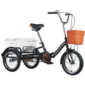 UYSELA Adult Tricycle with Large Basket 16 Inch,Stable 3-Wheel Cruise Bicycle with Front and Rear Double Brakes,For Shopping, Beach and City Trike Perfect for Men, Women, Seniors/Black