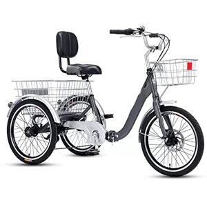 OLLWBYDM Adult Tricycle,Adult Tricycle with Front & Rear Wheeled Baskets, 20 Inch Variable Speed 3 Wheel Bikes, for Seniors, Women, Men.