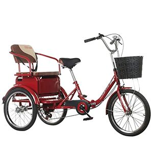 Generic Tricycle Adult Adult Tricycle Cargo Basket Three Wheel Bike 6 Speed Backrest Seat Trike Bike Bicycle for Shopping Outdoor Sports Men Women Picnic Cycling Pedalling
