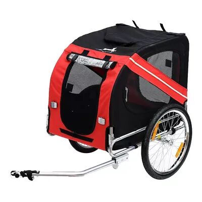 Aosom Dog Bike Trailer Pet Cart Bicycle Wagon Cargo Carrier Attachment for Travel with 3 Entrances Large Wheels for Off Road and Mesh Screen Light