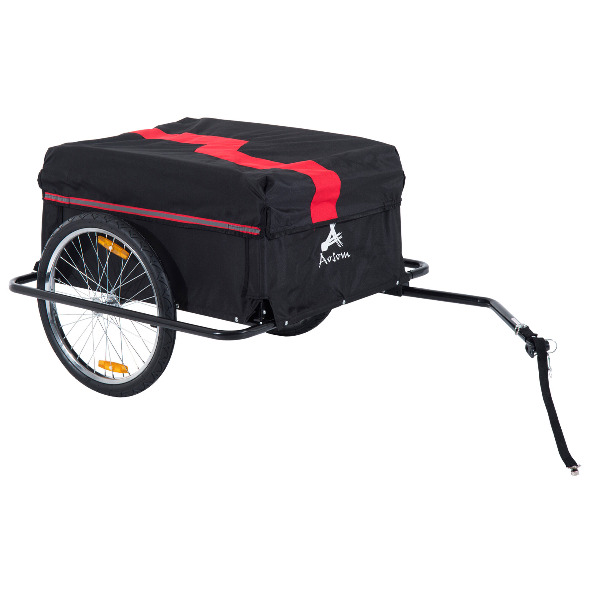 Aosom Bicycle Cargo Trailer, Two-Wheel Bike Luggage Wagon, with Removable Cover, Red, Versatile Use   Aosom.com