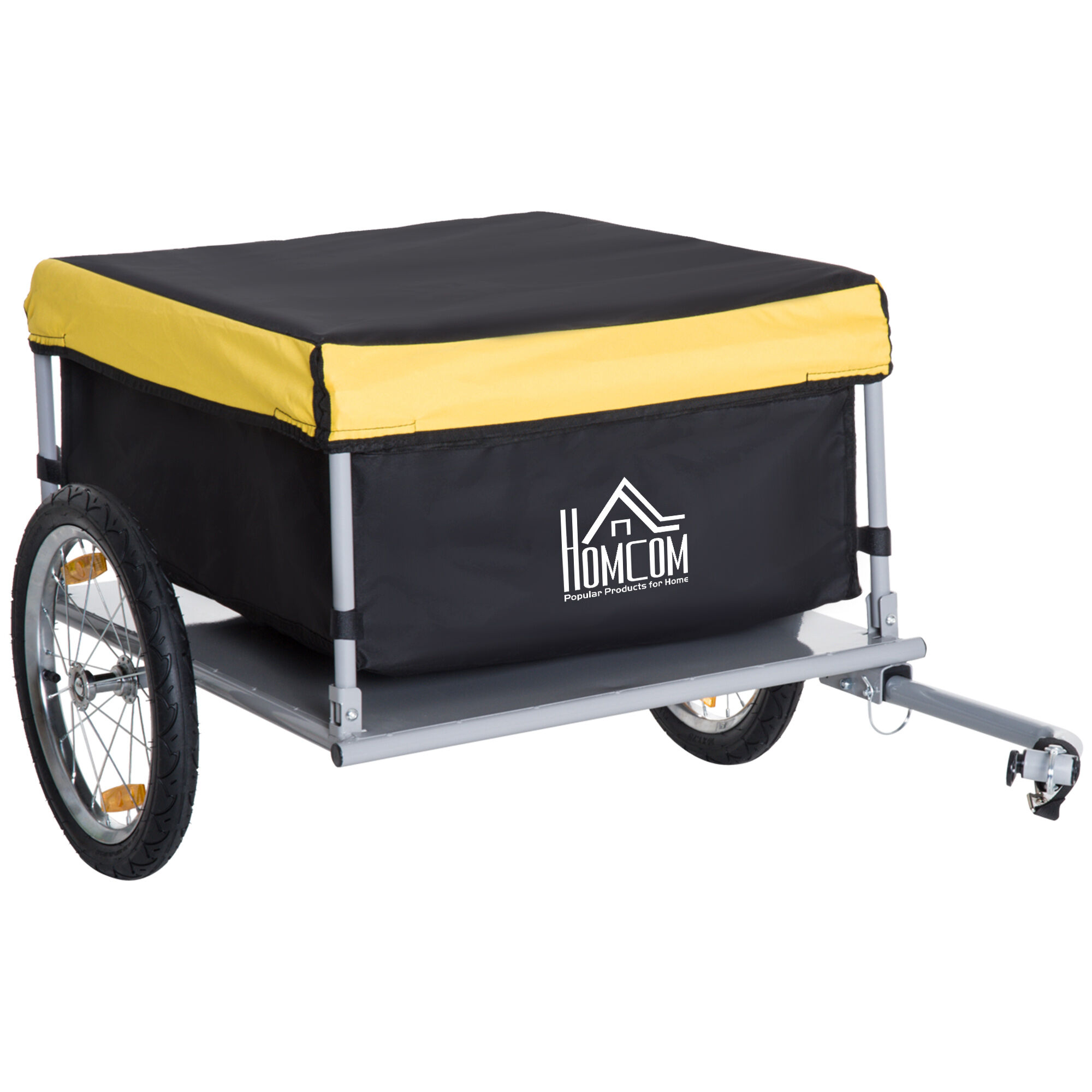 Aosom Bicycle Cargo Trailer, Two-Wheel Bike Luggage Wagon, with Removable Cover, Yellow, Durable   Aosom.com
