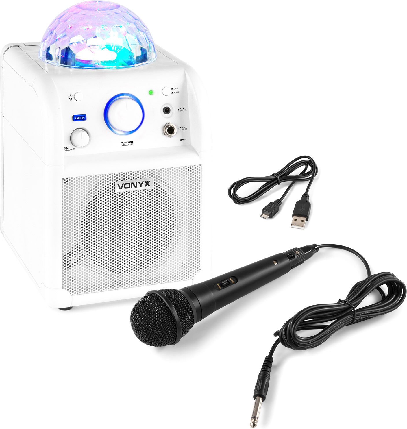 Vonyx Sbs50w Bt Karaoke Lautsprecher Led Ball Weiß