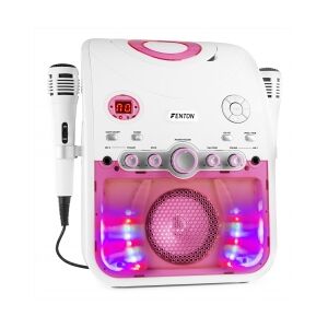 Karaoke højttaler til børn i hvid/pink med CD / CDG / Bluetooth - Tilslut TV og