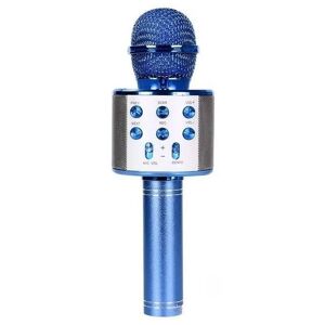 Trådløs Karaoke Mikrofon Med Bluetooth Højttaler - Blå