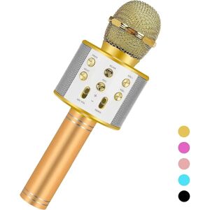 BEAKH Fødselsdagsgaver til 6-15 år gammel pige dreng, bluetooth trådløs karaoke mikrofon-guld