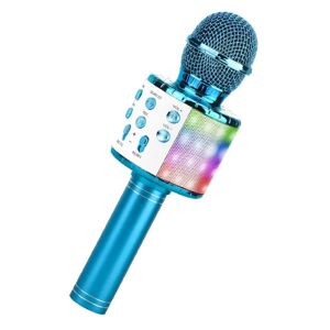(Blå) Trådløs karaokemikrofon, Bluetooth karaokemikrofon