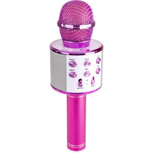 Max KM01 Micros Karaoke avec haut-parleurs integres BT/MP3 Rose - Microphones vocaux