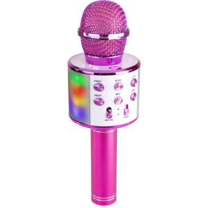 Max KM15P Micros Karaoke avec haut-parleur et lumiere LED BT/MP3 Rose - Microphones vocaux