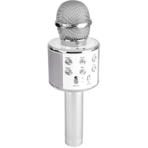 Max KM01 Micro karaoke avec haut-parleurs integres BT/MP3 Argent - Microphones vocaux