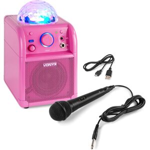 Vonyx SBS50P BT Enceinte Karaoké Boule à LED Rose - Kits de microphones - Publicité