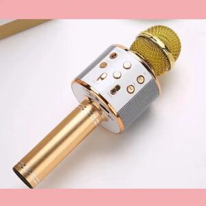 Karaoke Mikrofon Med Bluetooth & Högtalare (Färg: Guld)