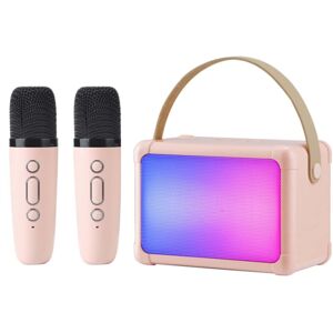 SHEIN 1 Portable Wireless Retro Speaker With Rgb Light Effect, 2 Wireless Karaoke Microphone, Karaoke Machine Pink one-size