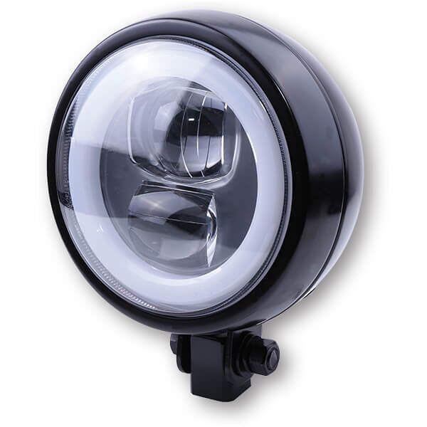 highsider led spotlight flat typ 9 con anello di luce di parcheggio, nero, montaggio inferiore nero