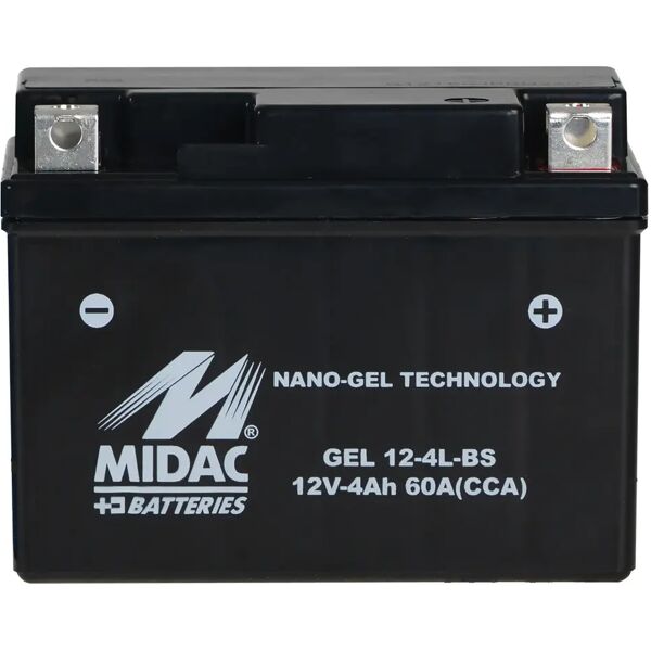 midac batteria moto gel 4ah 60a  4l-bs 114x71x86 mm (lxpxh) peso 1,348 kg