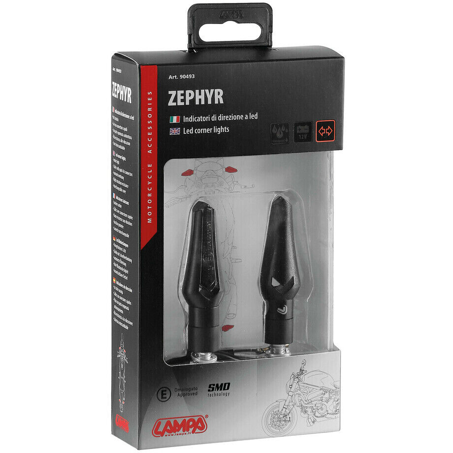 Lampa Frecce Moto Coppia a Led 12V Zephyr Colore Nero taglia unica