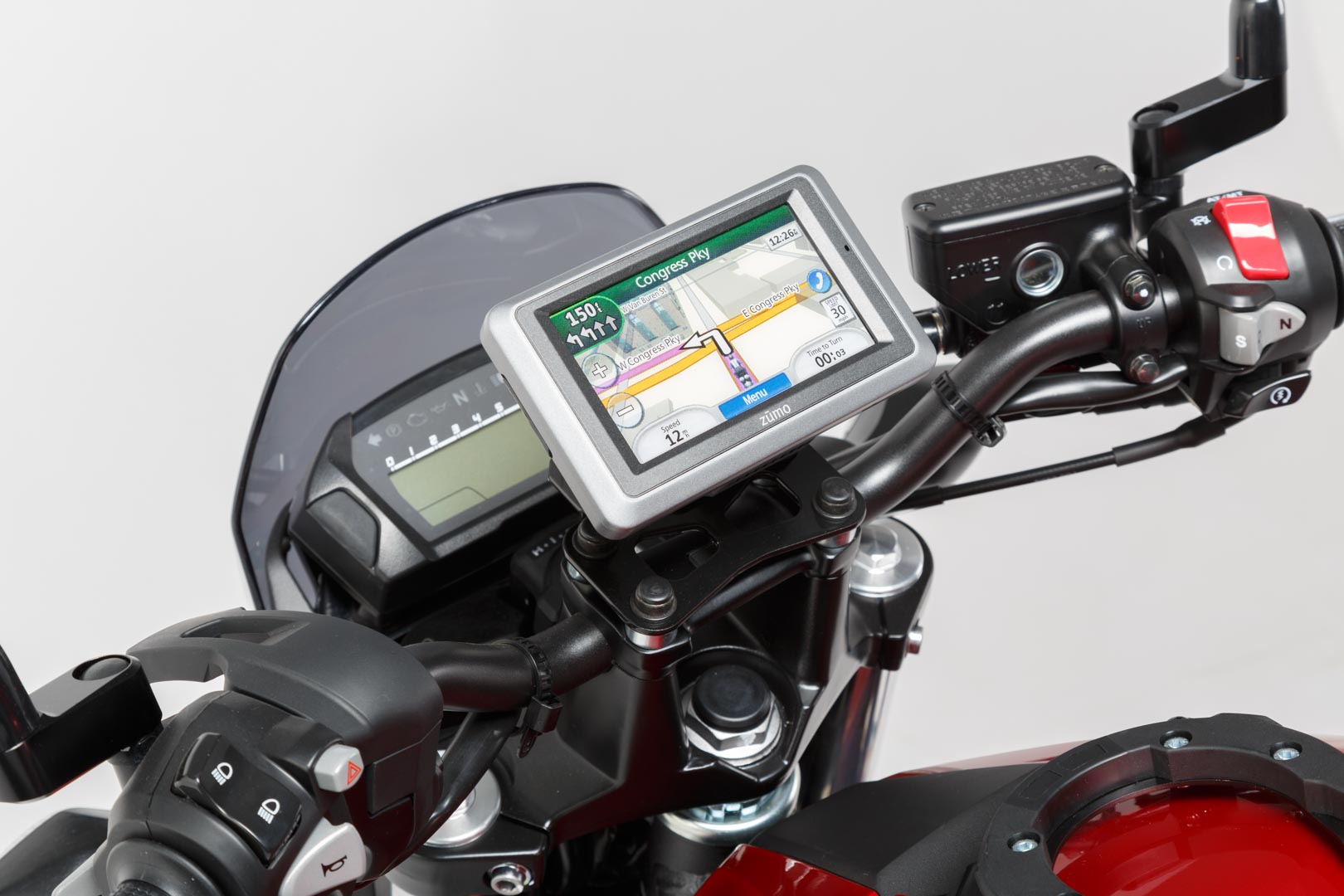SW-Motech Supporto GPS  per manubrio - Nero. Modelli BMW / Honda / Suzuki. Nero unica taglia