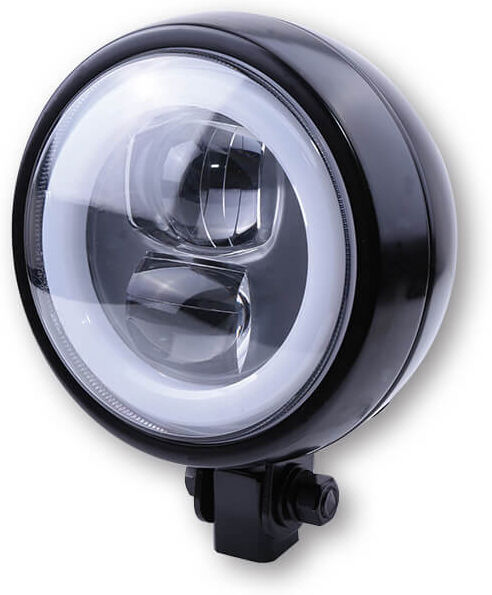 HIGHSIDER LED spotlight FLAT TYP 9 con anello di luce di parcheggio, nero, montaggio inferiore Nero