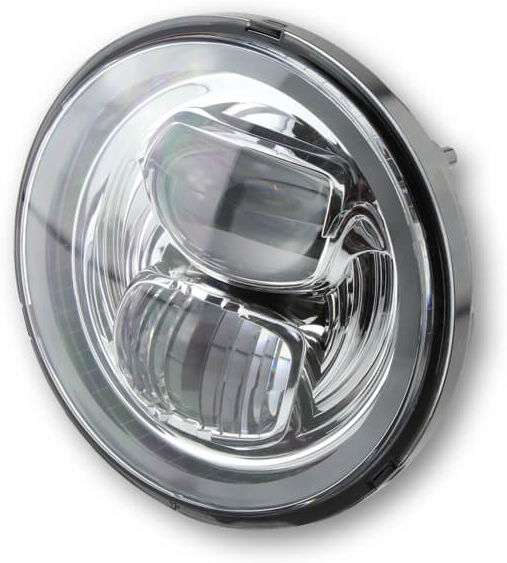 HIGHSIDER LED ingresso headlight TYPE 7 con anello di luce di parcheggio, rotondo, cromo, 5 3/4 pollici Argento