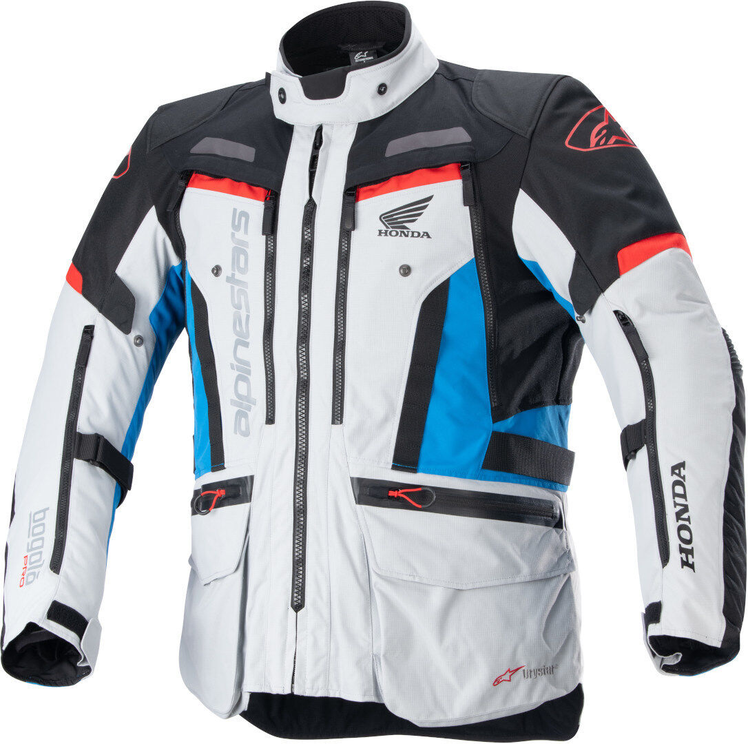 Alpinestars Honda Bogota Pro Drystar Giacca tessile impermeabile per moto Grigio Rosso Blu L