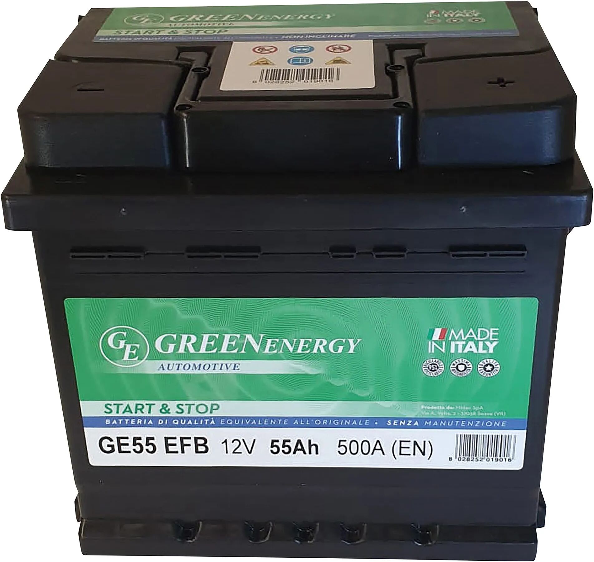 Green Energy BATTERIA AUTO 55 Ah START & STOP EFB  SPUNTO 500 A 207x175x190 mm PESO 13 kg