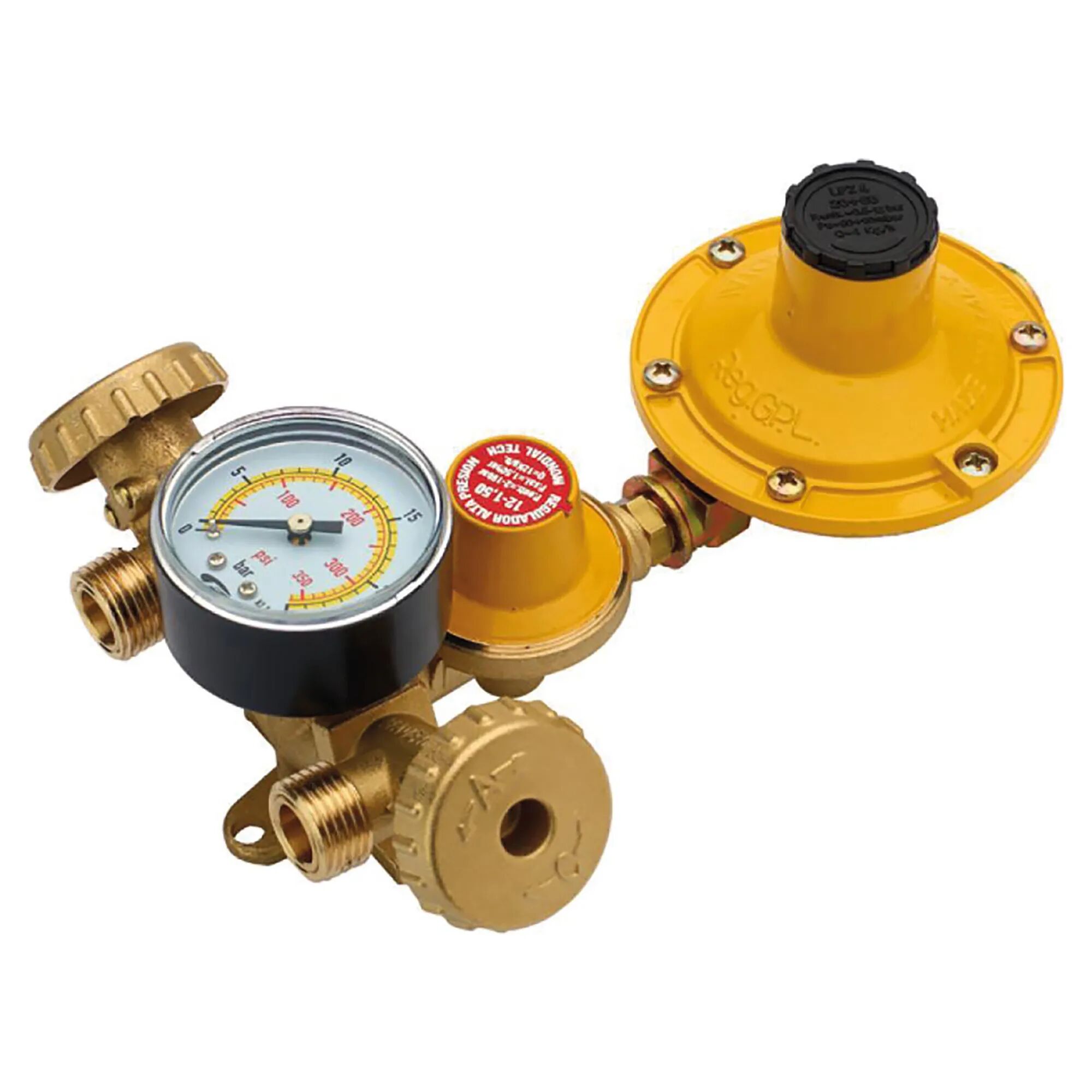 Tecnomat CENTRALINA GAS GPL PER 2 BOMBOLE RIDUTT. 1° STADIO REGOLATORE 4 kg MEMBRANA VITON MANOMETRO